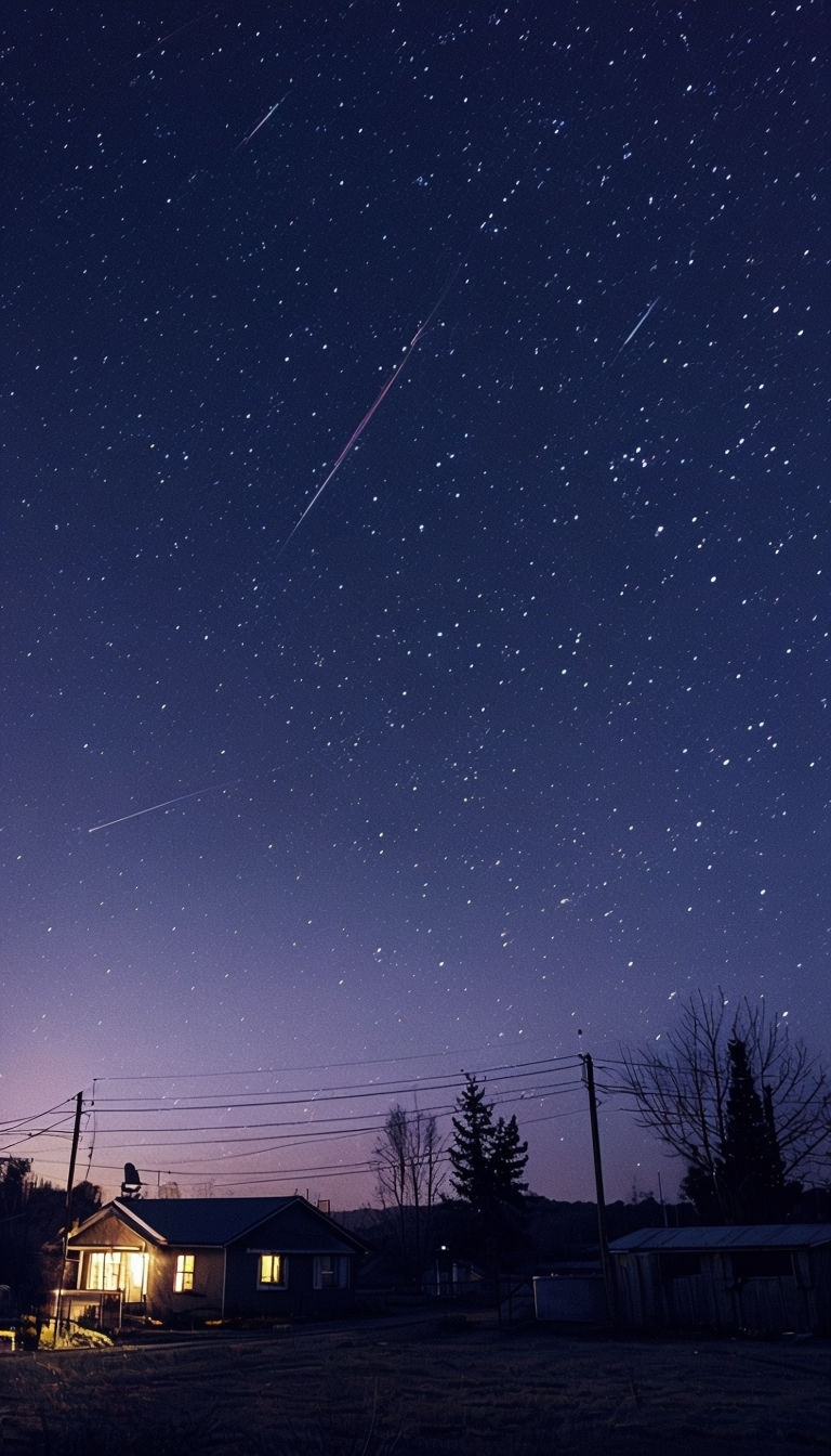 Stunning Starry Night Sky with Meteor Streaks Mobile Wallpaper
