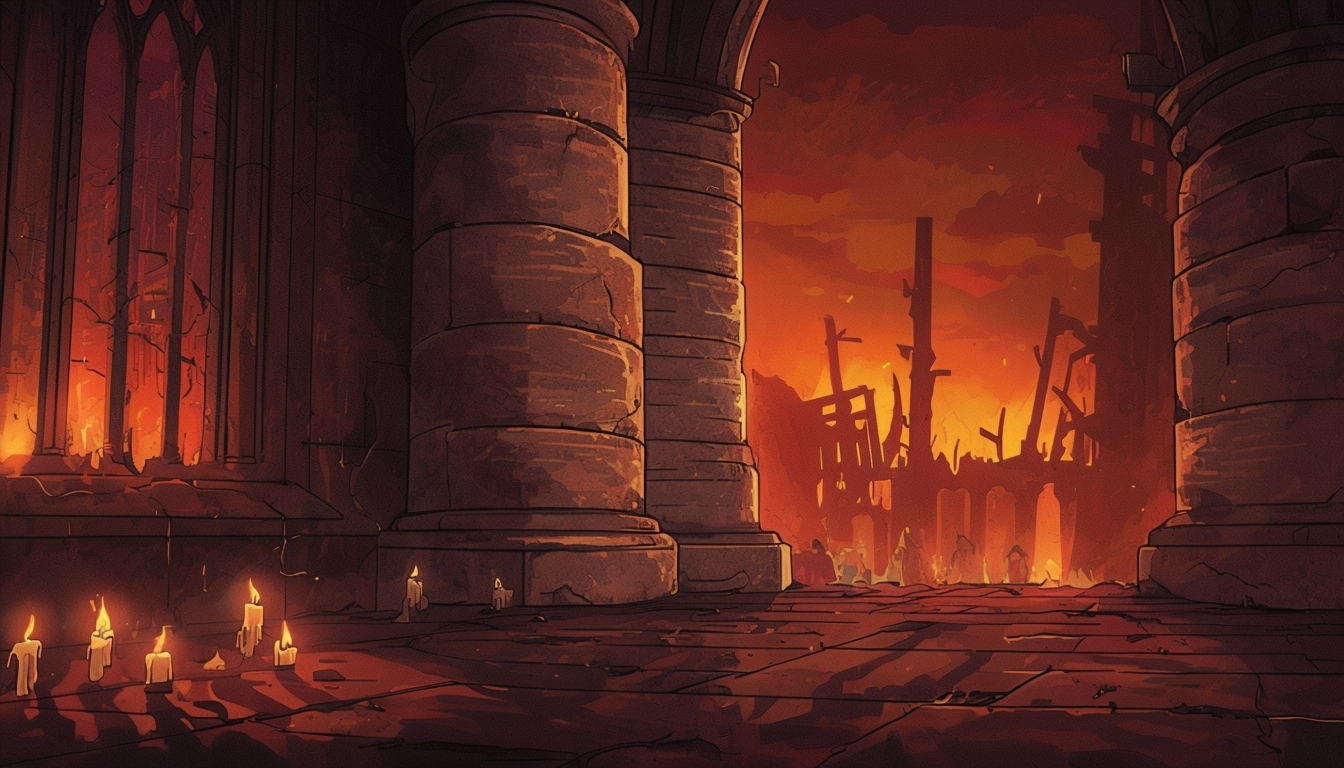 Infernal Gothic Atmosphere with Flickering Candlelight Background