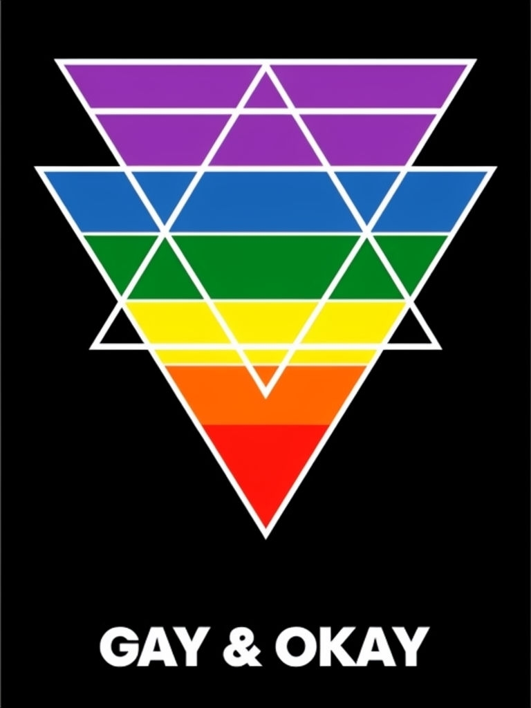 Minimalist GAY & OKAY Design with Rainbow Stripes T-Shirt