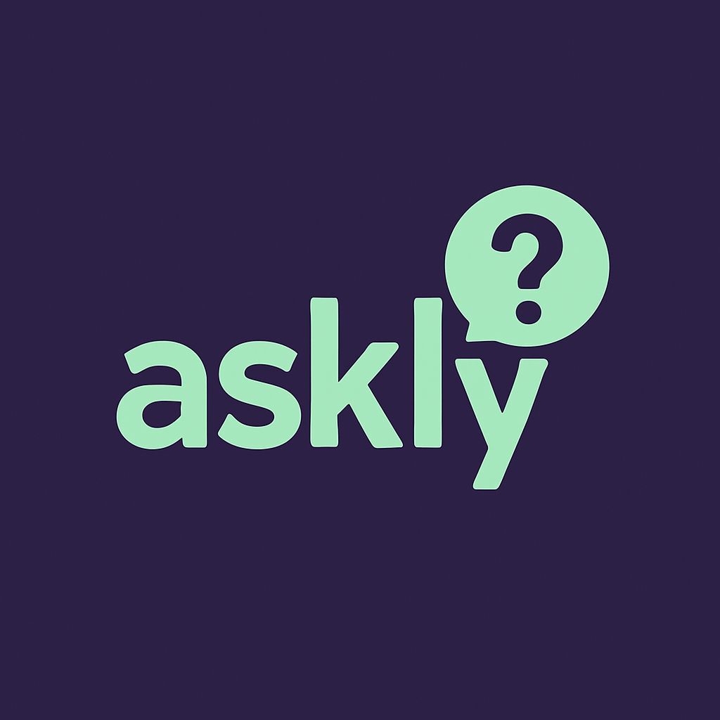 Minimalist Dark Purple Askly Logo with Speech Bubble Icon