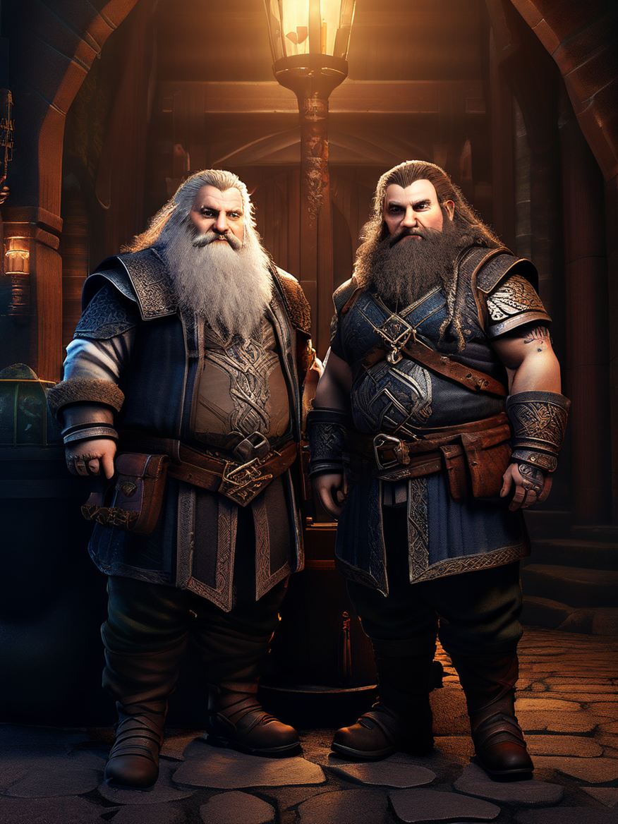 Full body dynamic pose of Dwarf characters Balin and Thorin by Roberto ...