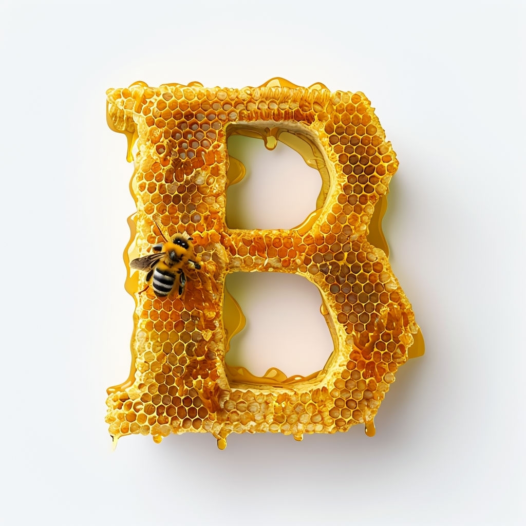 Vibrant Honeycomb Monogram Letter B with Bee Sticker - Playground