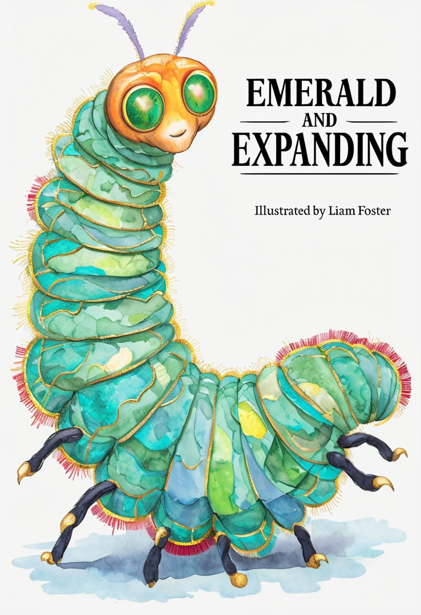 Vibrant Caterpillar Cover Art for The Emerald Adventurer EBook Cover