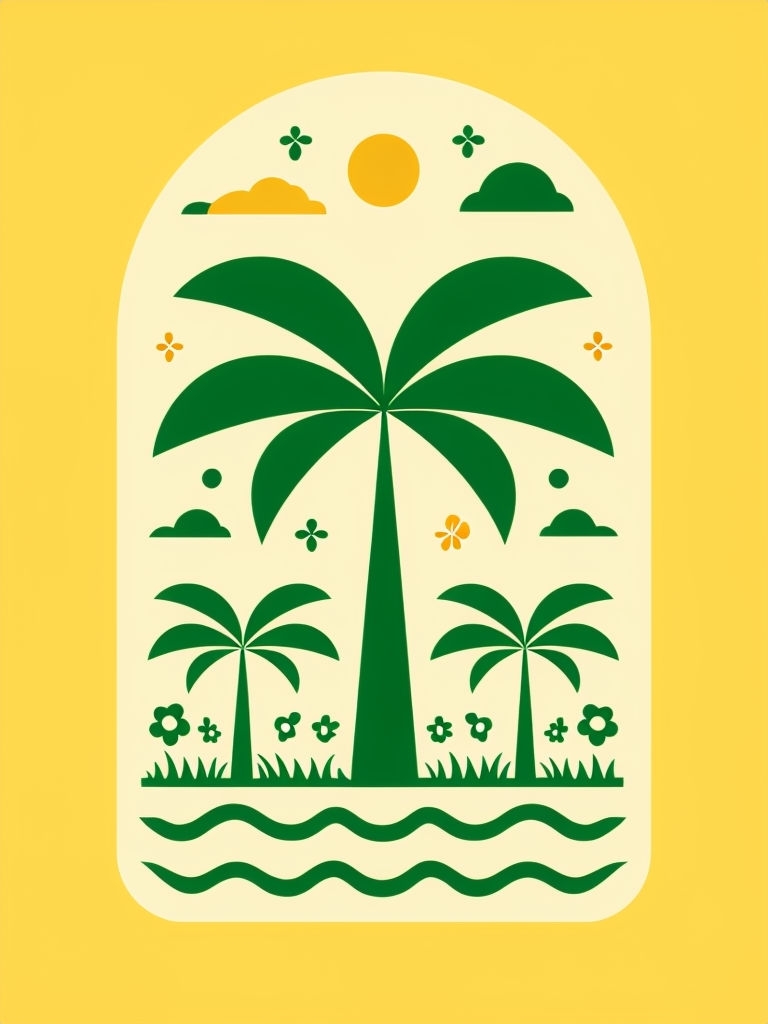 Playful Minimalist Tropical Palm Tree Vector Illustration Art