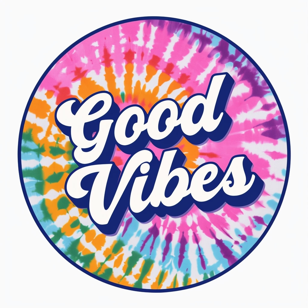 Vibrant Circular Tie-Dye Good Vibes Design Mug