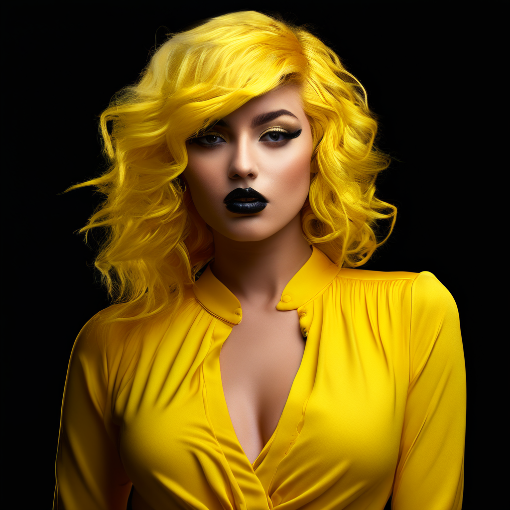 Beautiful yellow woman with black lipstick by Peppylongstocks - Playground