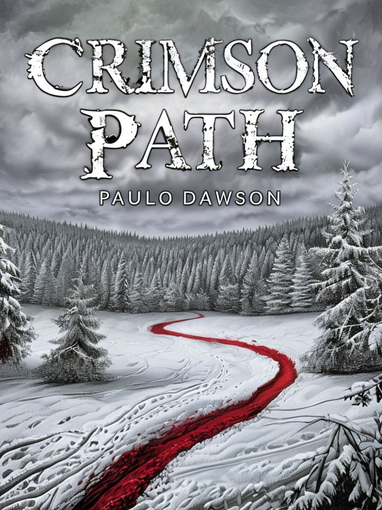 Crimson Path Mysterious Winter Landscape EBook Cover