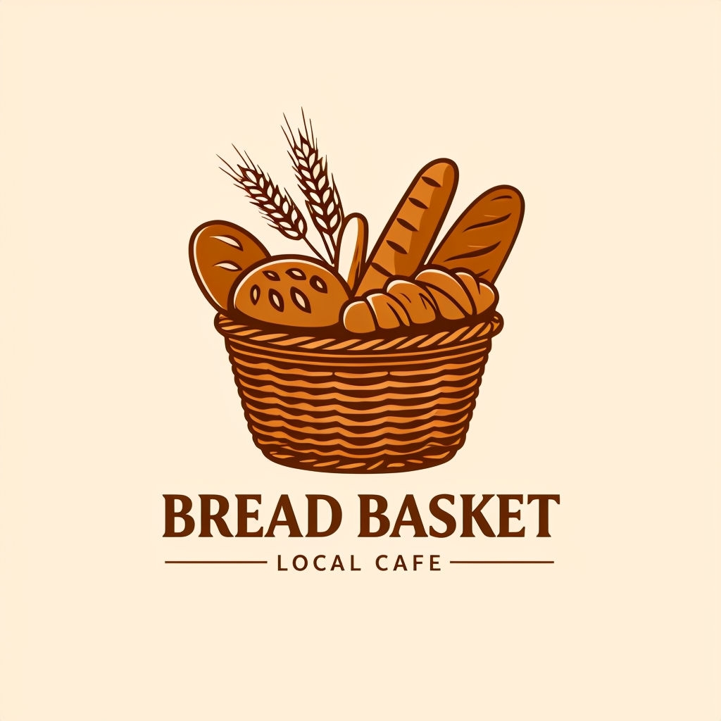 Minimalist Woven Bread Basket Logo for Local Cafe