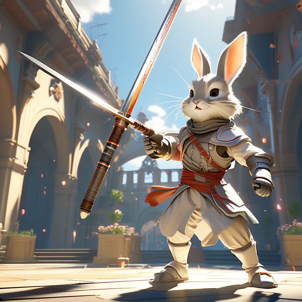 Rabbit duelist rogue in rapier stance by Bora Yazıcıoğlu - Playground