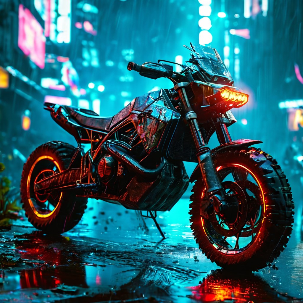 Cyberpunk dirt bike caked with mud by Torgab Playground Cyberpunk dirt bike caked with mud by Torgab Playground