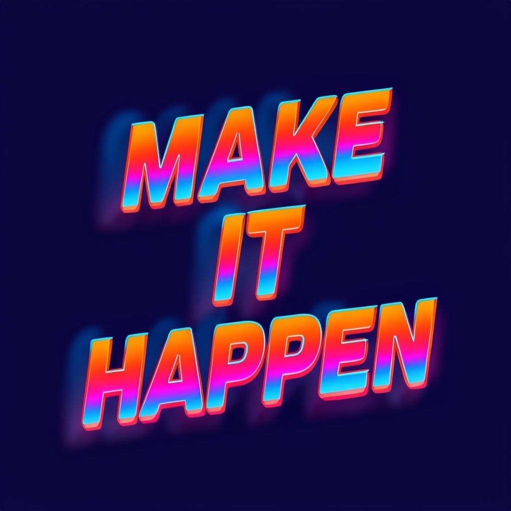 Vibrant Make It Happen Motivational Typography T-Shirt