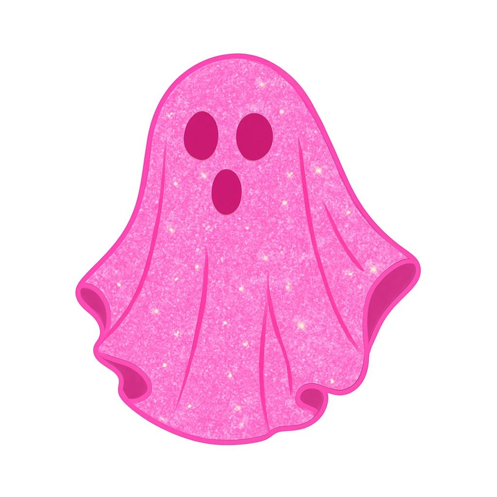 Vibrant Neon Pink Glittery Ghost Costume Sticker