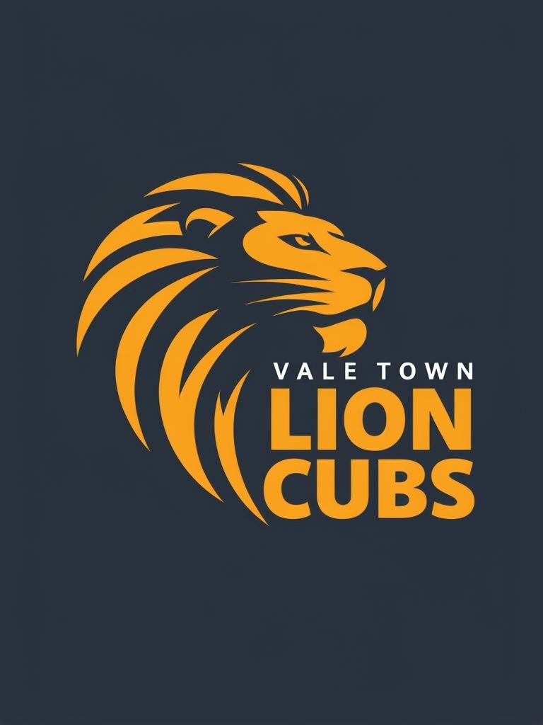 Modern Vale Town Lion Cubs Logo Design T-Shirt