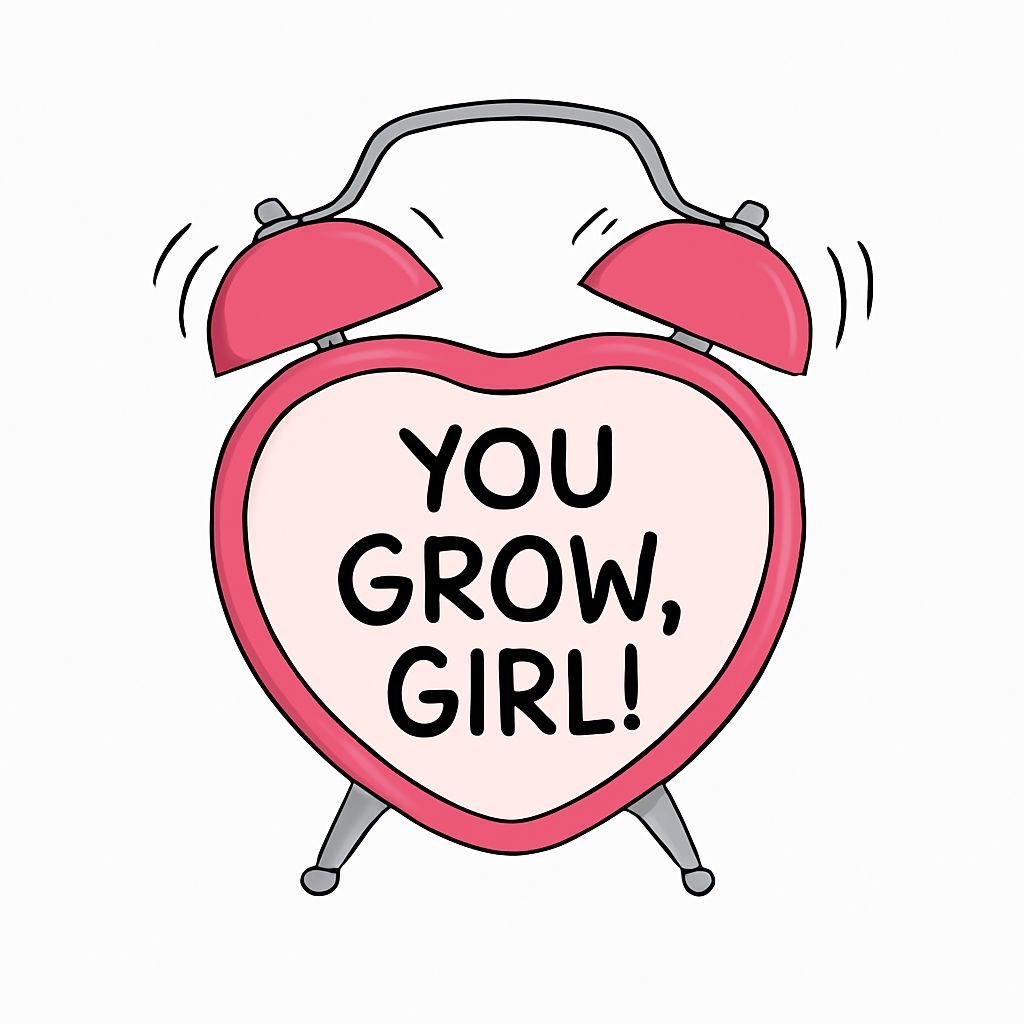 Cheerful Heart-Shaped Alarm Clock with Motivational Message Sticker