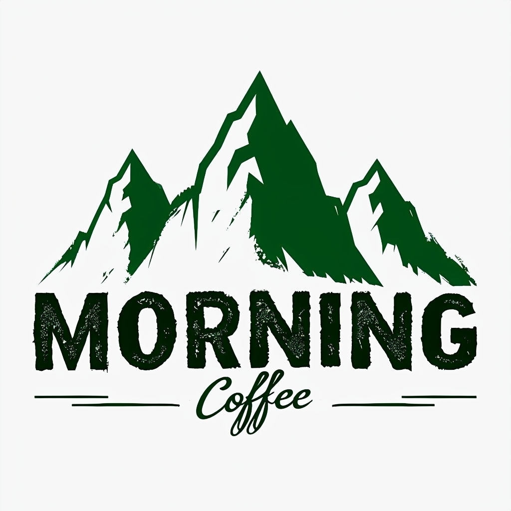 Minimalist Mountain Peaks Morning Coffee Logo Design Mug