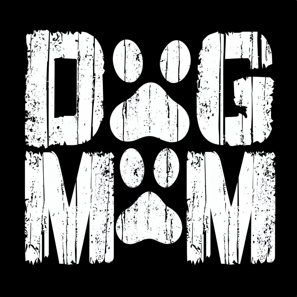 Bold Distressed Dog Mom Graphic Design T-Shirt