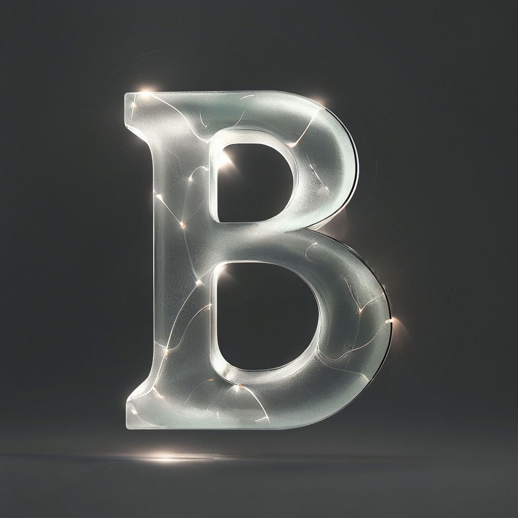 Sleek Frosted Glass Letter B with Subtle Glow Design Monogram