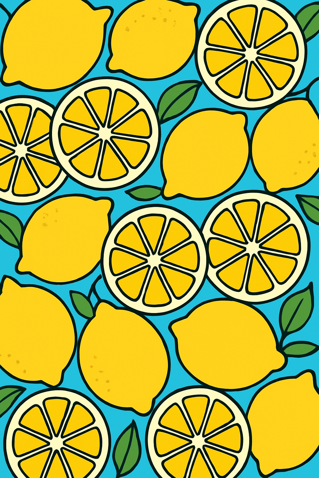 Vibrant Yellow Lemon Pattern on Sky Blue Phone Case Cover