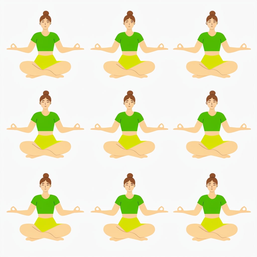 Mindful Yoga Female Figures Seamless Pattern Design