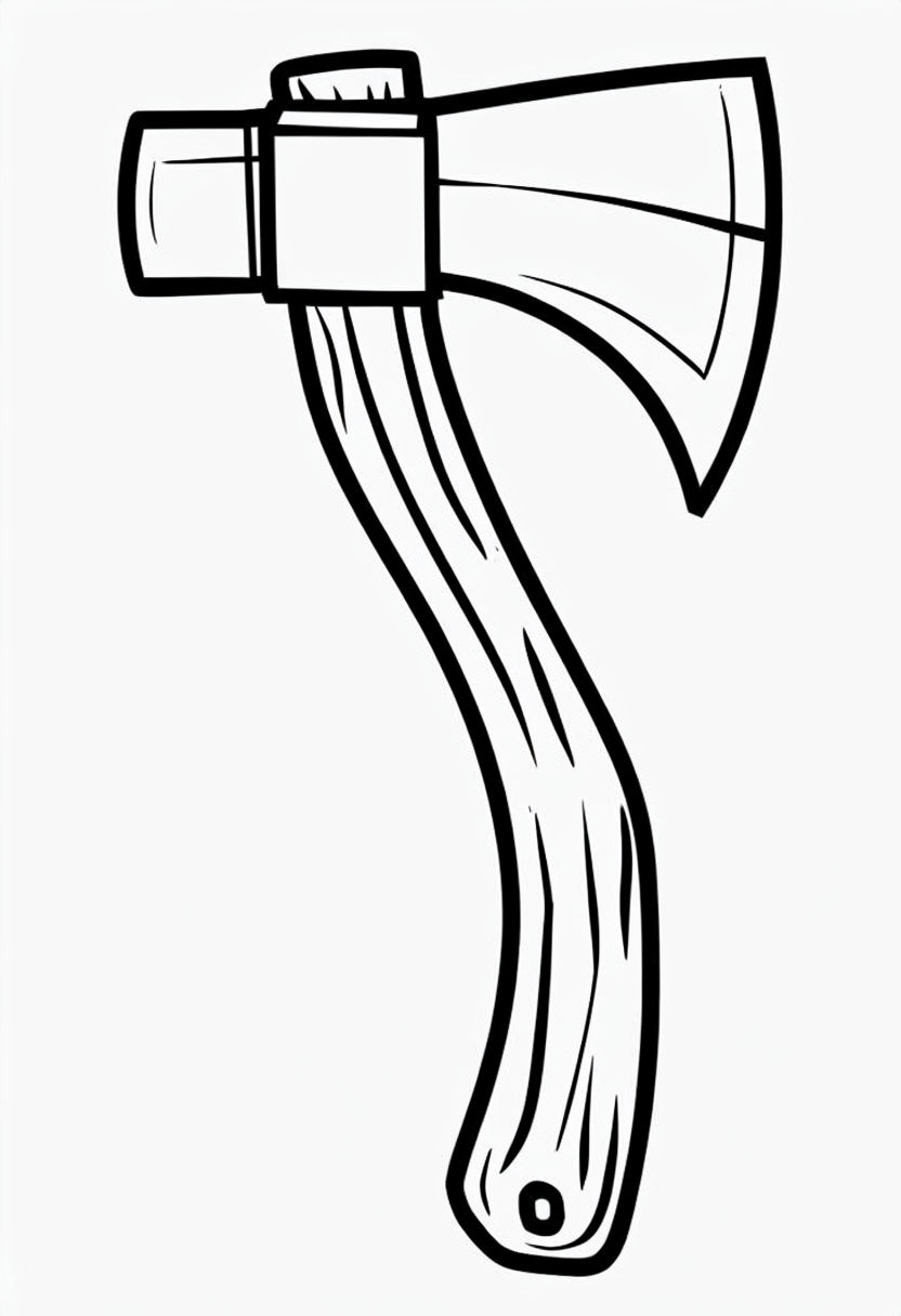 Minimalist Firefighter Axe Line Drawing for Coloring Book Pages