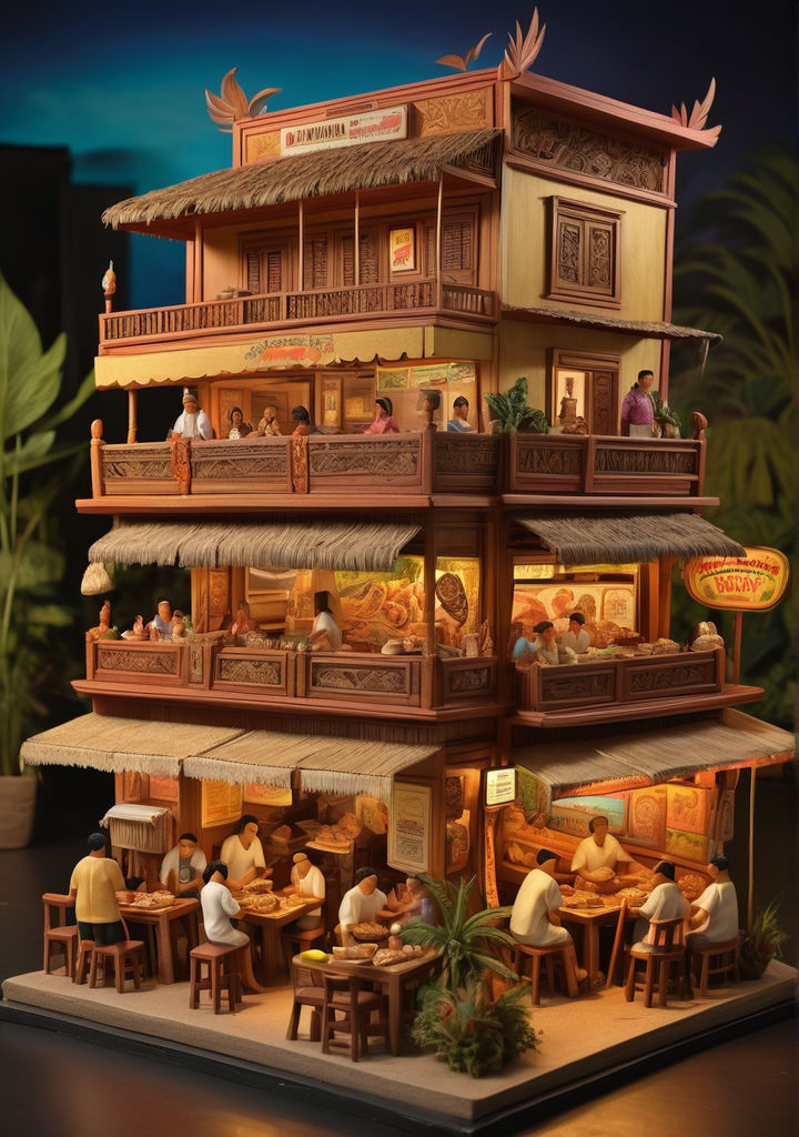 Diorama depicting a bustling Region 10 Philippine restaurant by Mercado ...