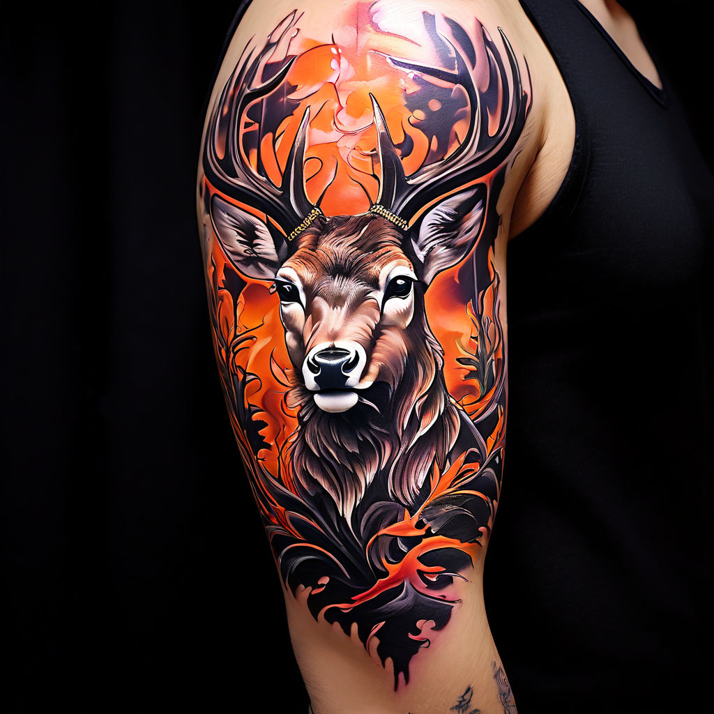 Old School Stag Tattoo, Neo Traditional Stag Design
