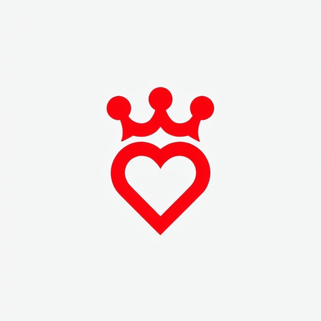 Minimalist Red Crown Heart Design for Elegant Logo