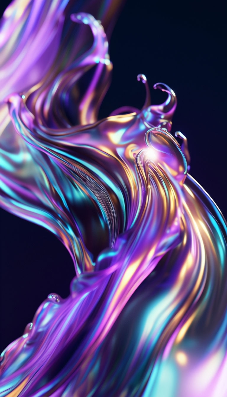 Vibrant Swirling Iridescent Fluids Macro Mobile Wallpaper