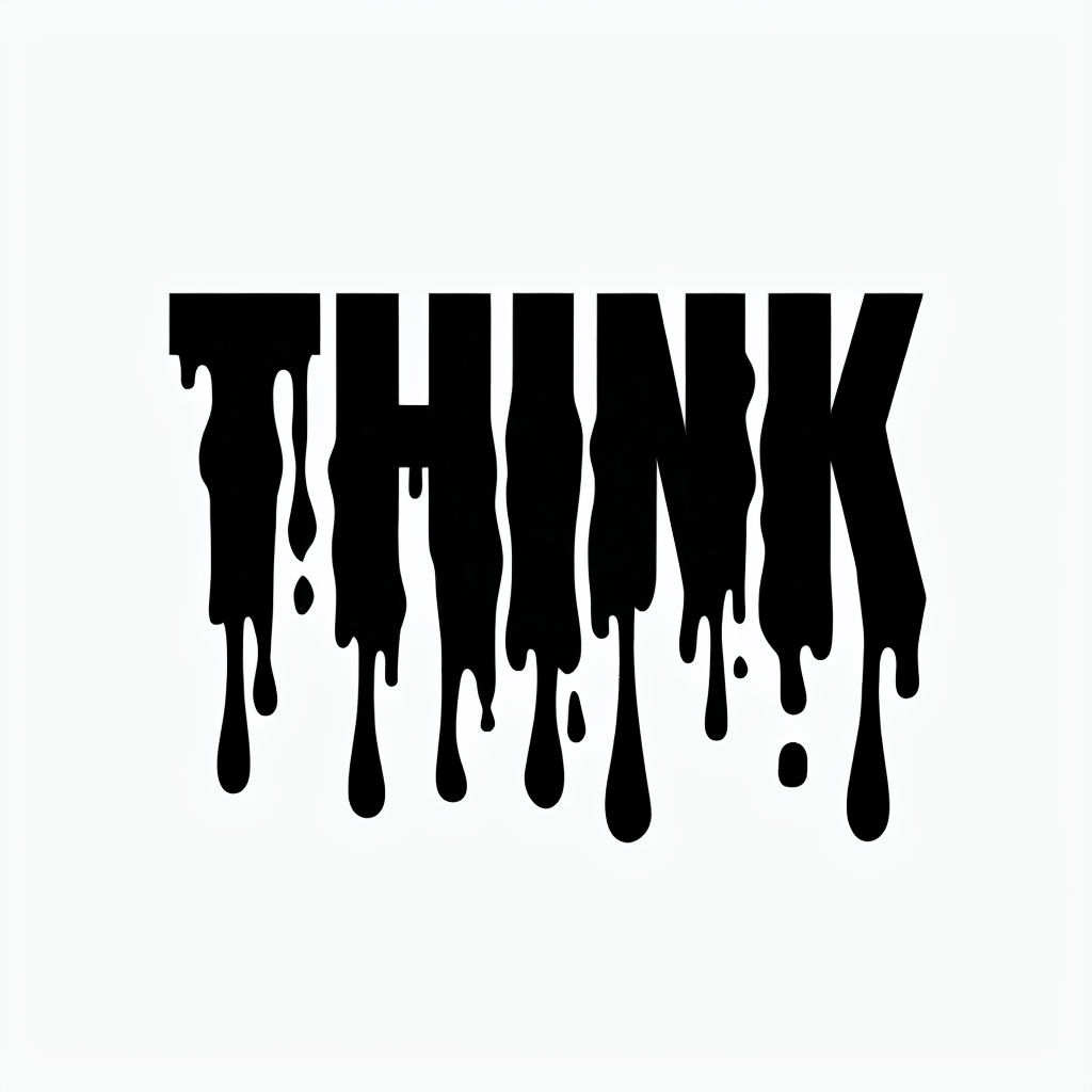 Bold Dripping 'THINK' Typography Minimalist Sticker