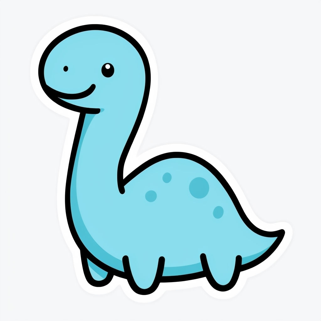 Cute Cartoon Light Blue Baby Dinosaur Illustration Sticker