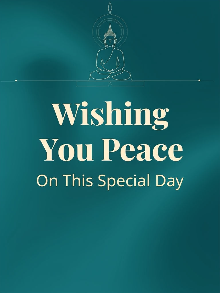 Minimalist Teal Vesak Greeting Card Design with Buddha Silhouette Card