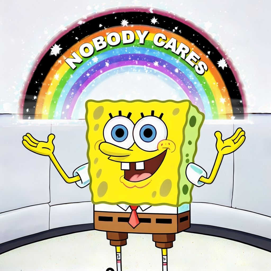 Cheerful SpongeBob SquarePants Humor with Vibrant Rainbow Meme - Playground