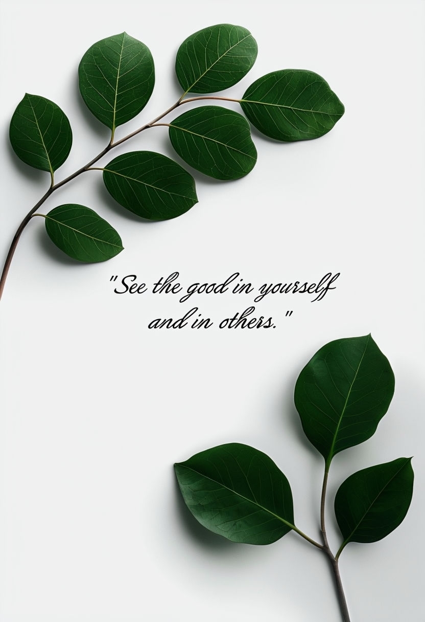 Inspirational Green Leaves Design with Motivational Quote Poster