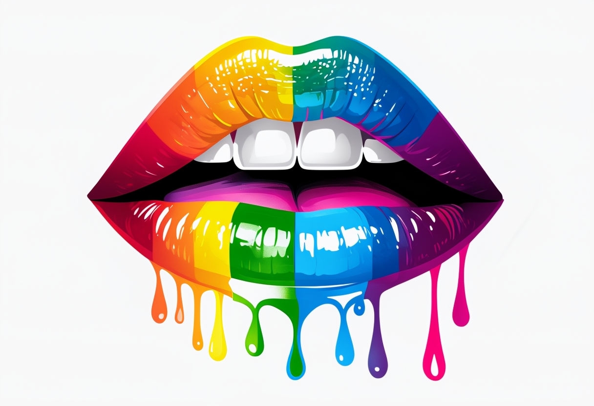 Vibrant Rainbow Lips Digital Art Design T-Shirt