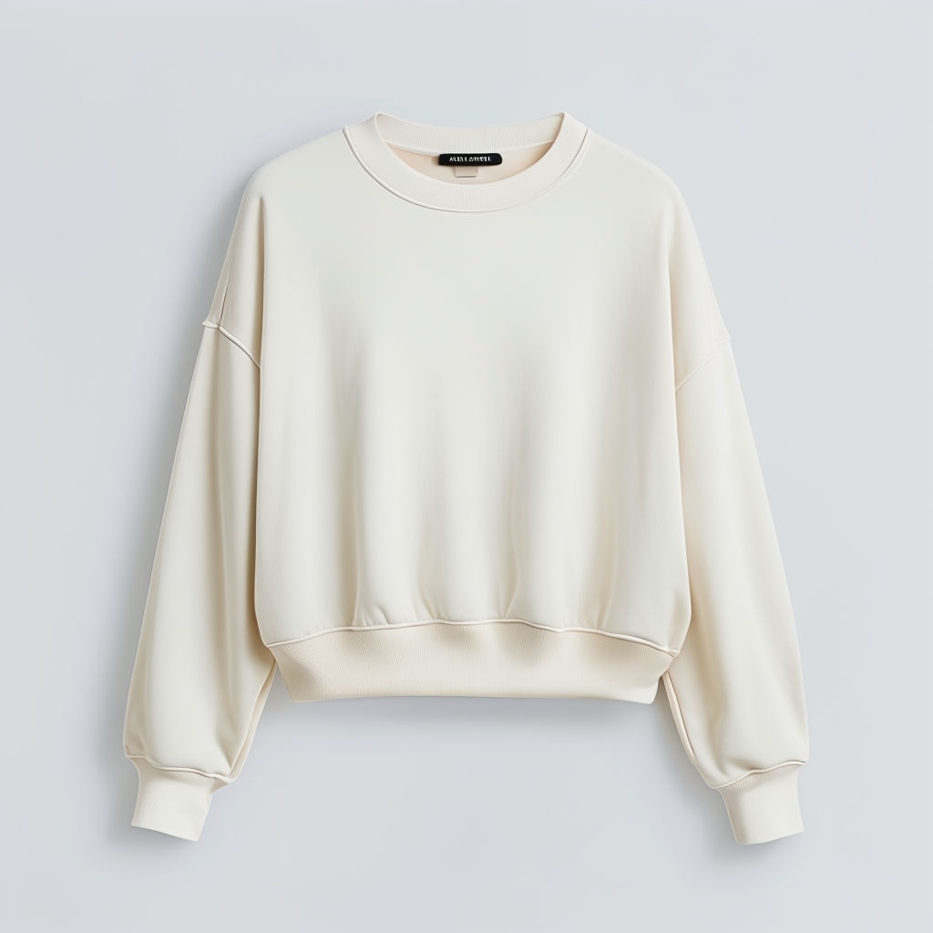 Light Beige Cropped Sweatshirt Studio Mockup