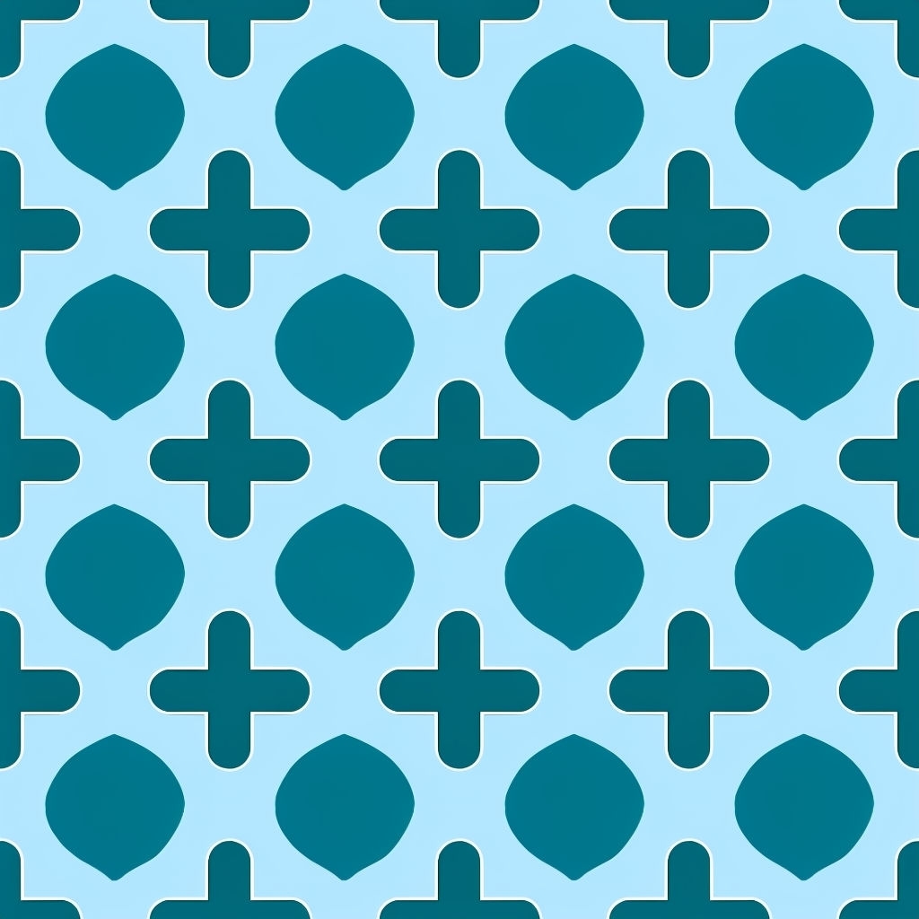 Modern Teal Blue Plus Symbols on Sky Blue Seamless Pattern