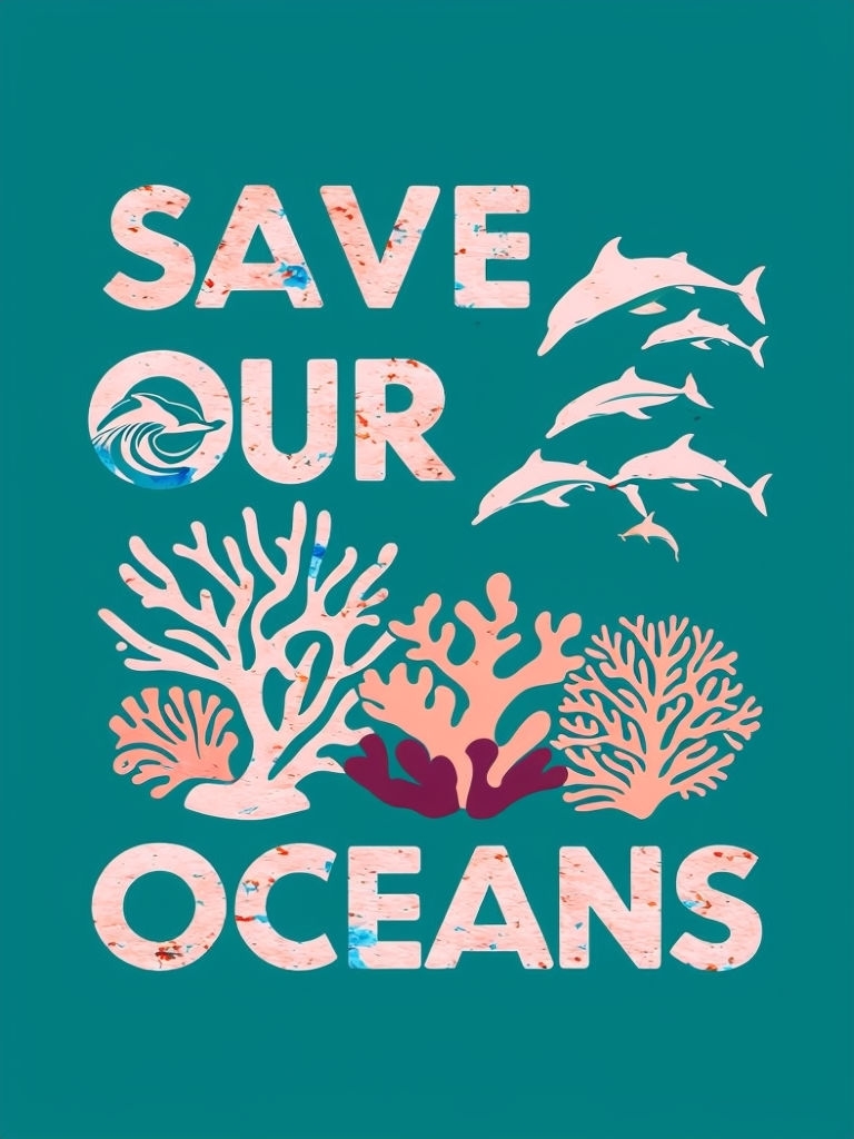 SAVE OUR OCEANS Ocean Conservation Awareness Digital Poster