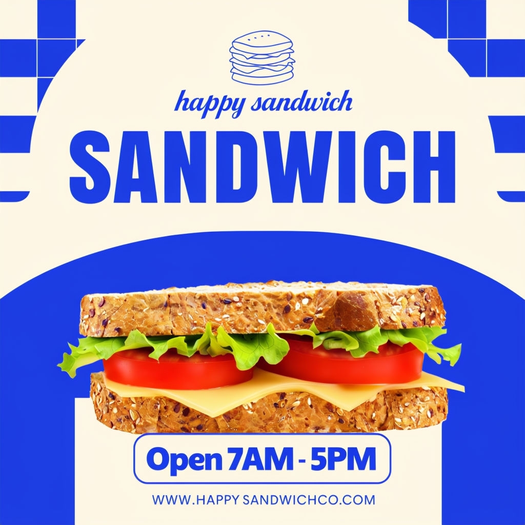 Appetizing Happy Sandwich Promotional Advertisement Poster