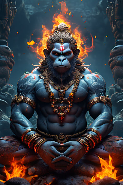 Hanuman's Penance: Show Hanuman in deep meditation by y sreenath ...