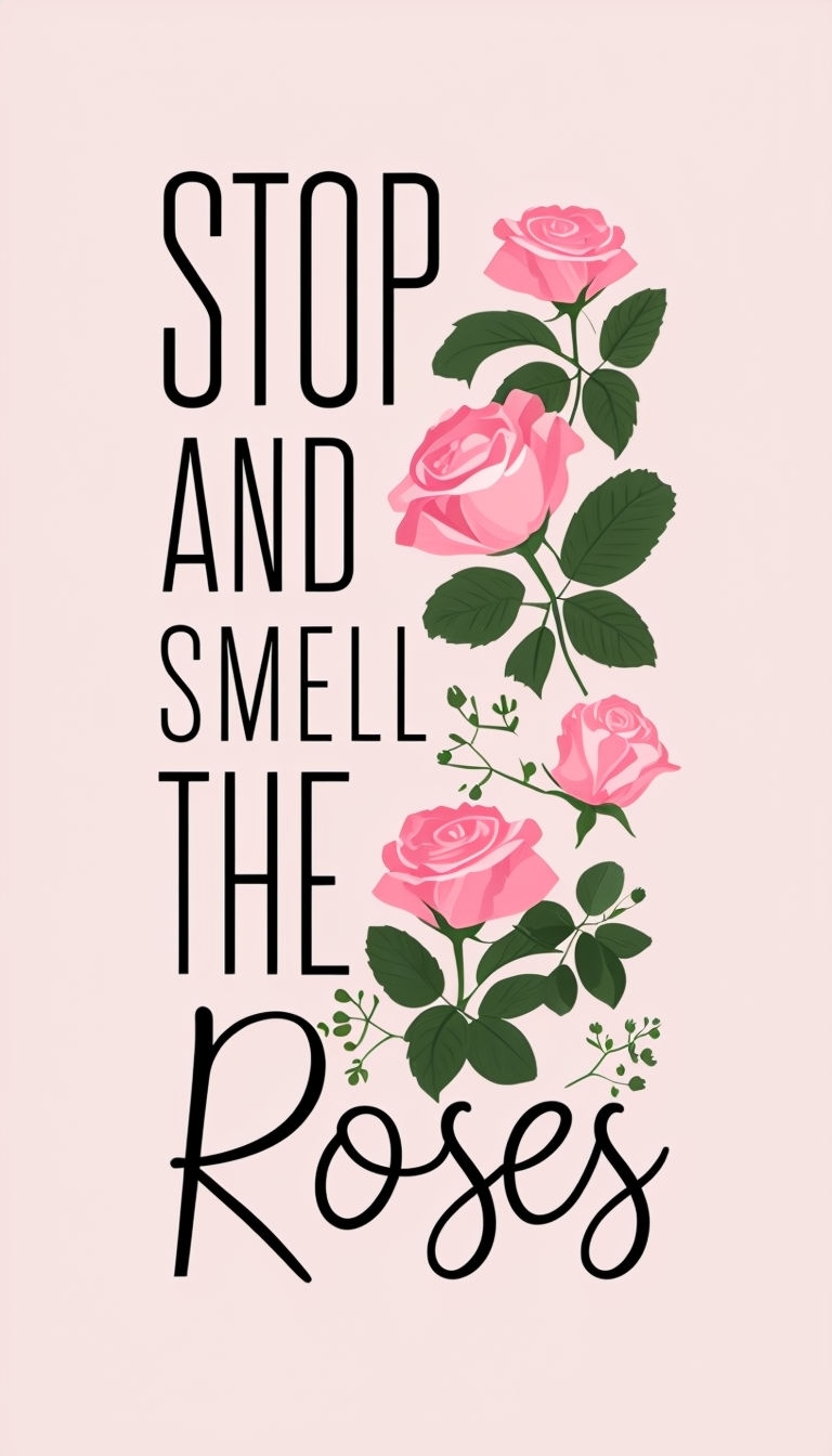 Stop and Smell the Roses Motivational Quote Mobile Wallpaper