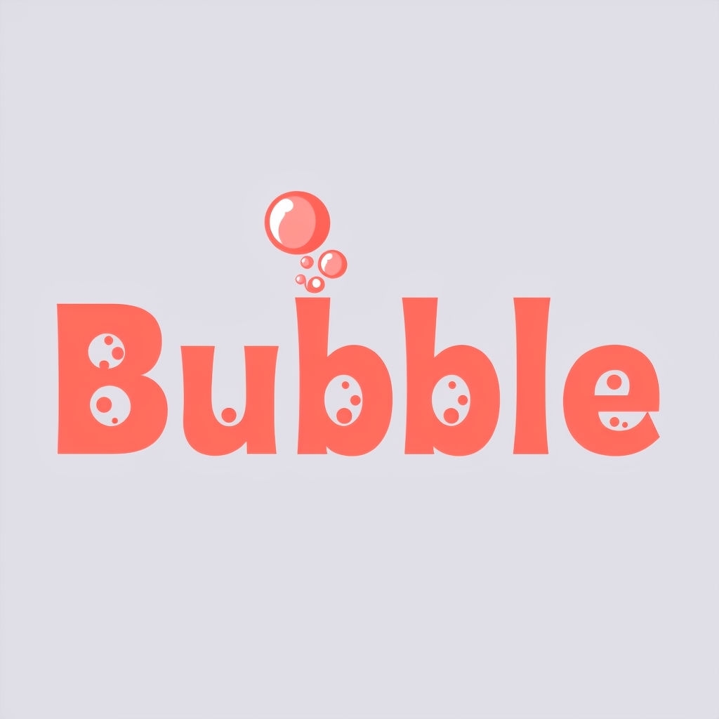 Whimsical Coral Bubble Text Minimalist Logo Design