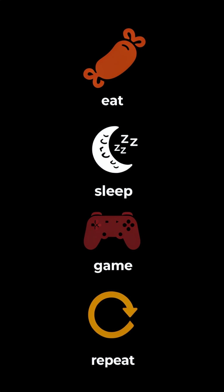 Minimalist Food Sleep Game Repeat Icons T-Shirt