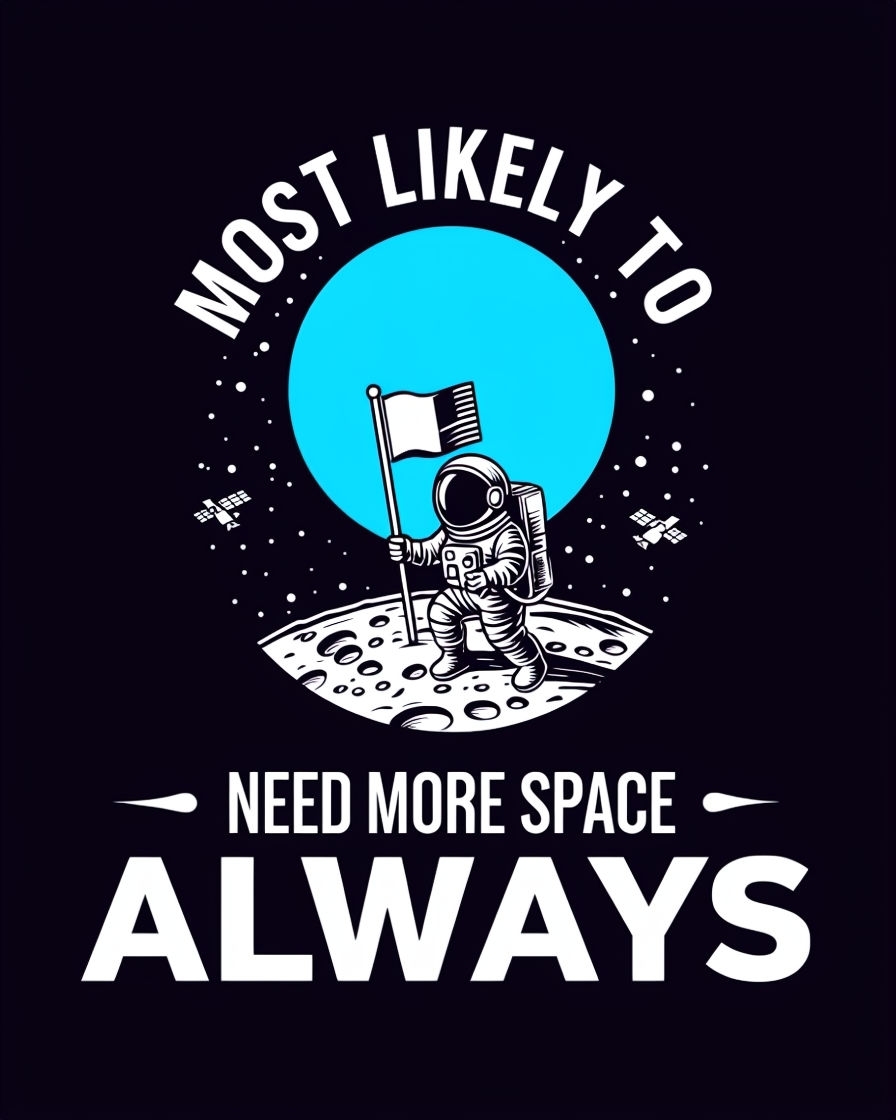 Stylized Retro Astronaut Graphic with Text T-Shirt