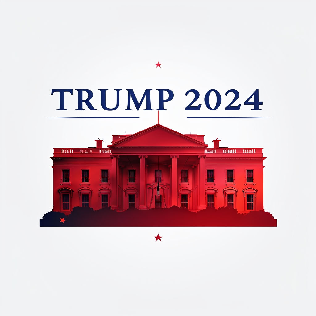 Patriotic Trump 2024 Logo with White House Silhouette