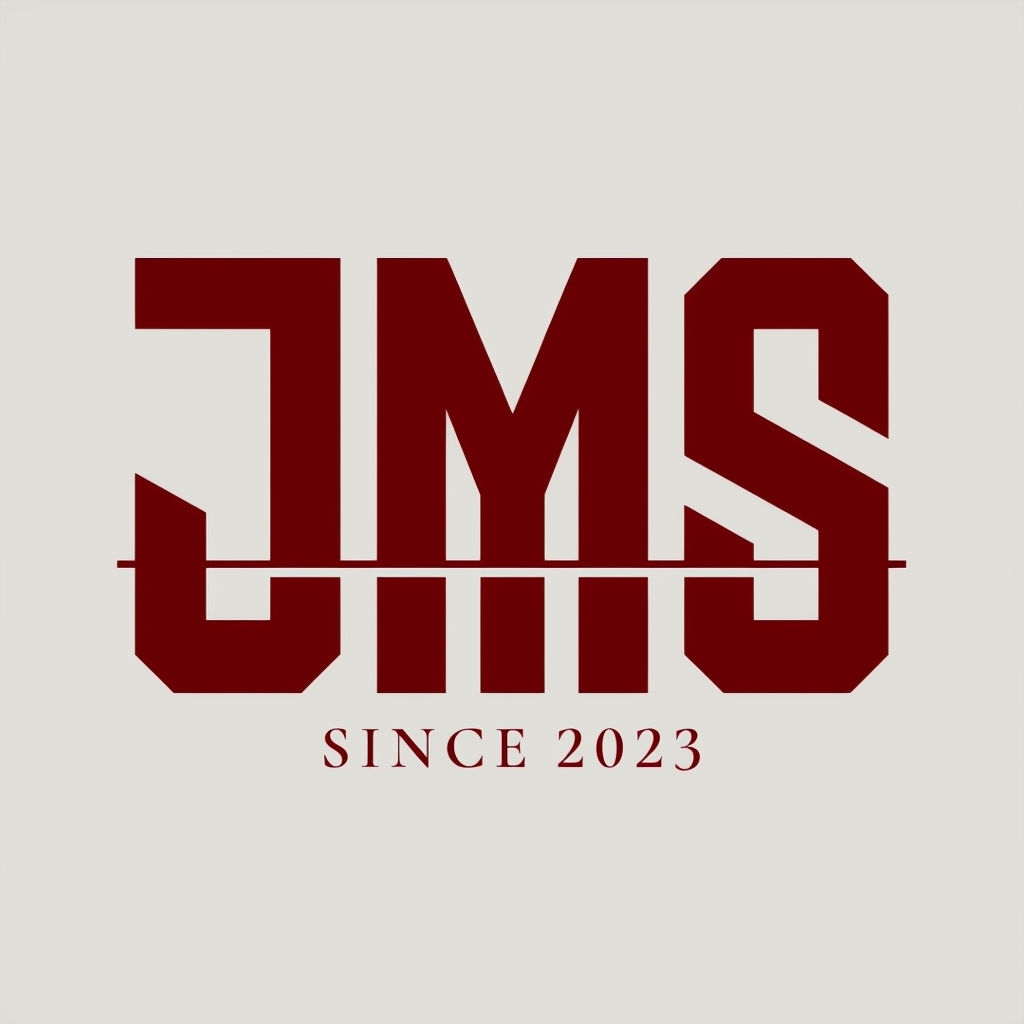 Bold Burgundy JMS Monogram Design with Elegant Since 2023 Text Monogram