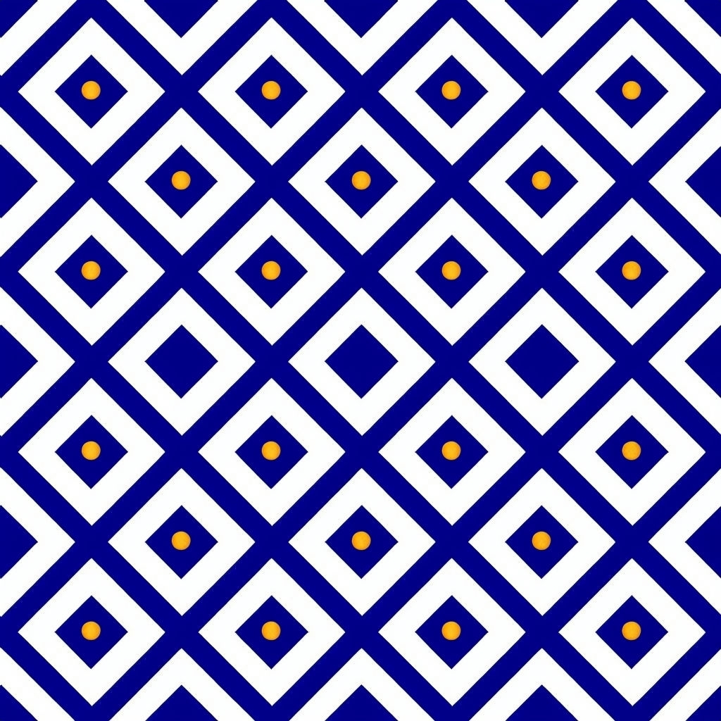Bold Navy Blue and Gold Geometric Seamless Pattern Design