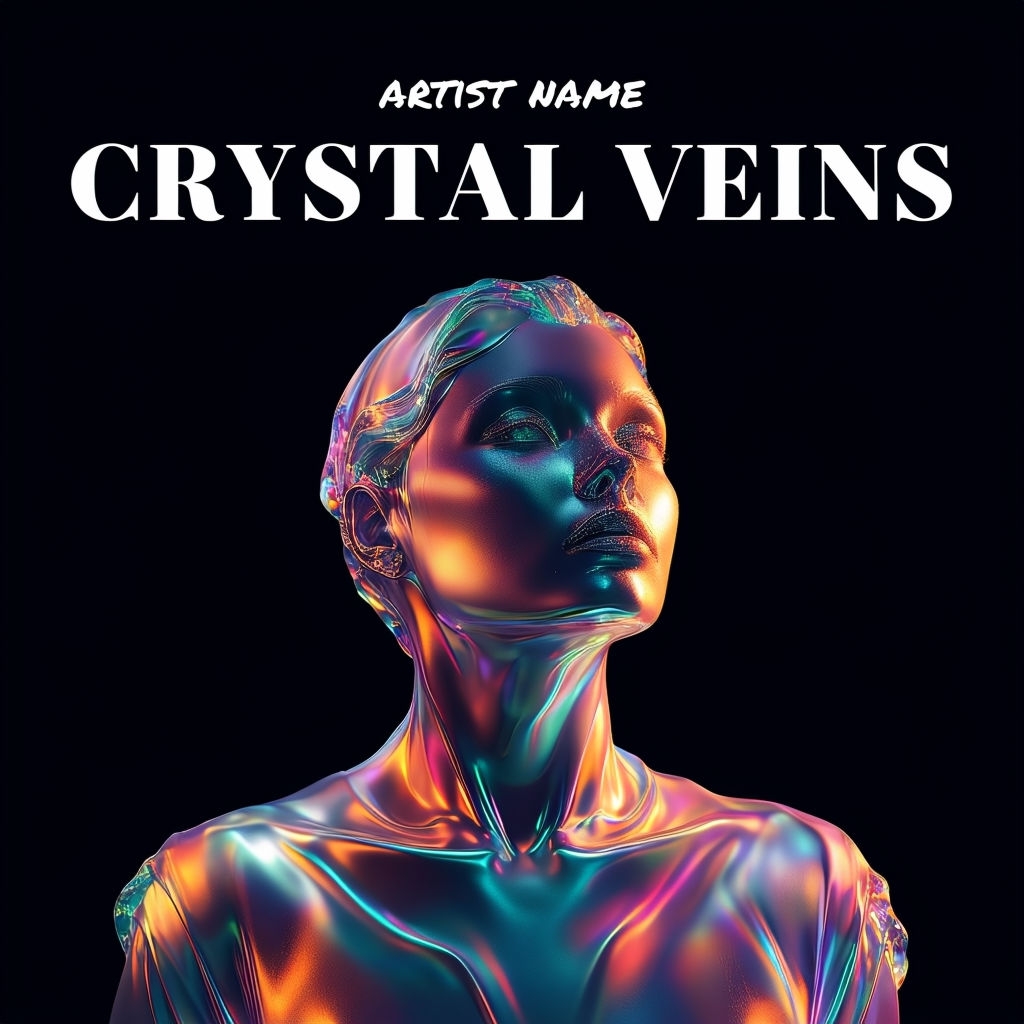 Futuristic Humanoid Figure with Iridescent Colors Album Cover