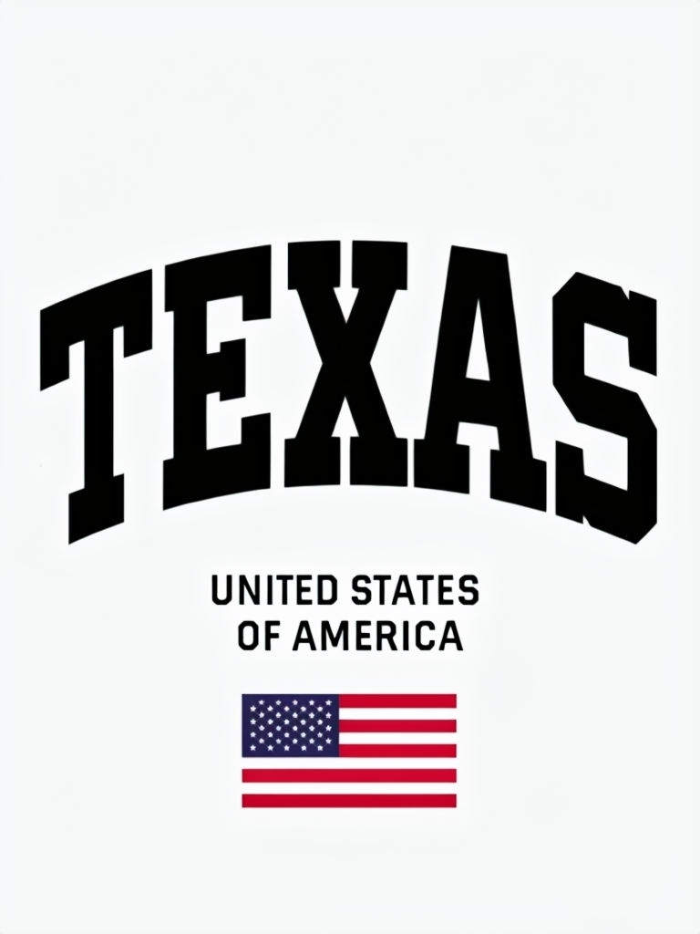 Bold Texas Typography with American Flag Graphic T-Shirt