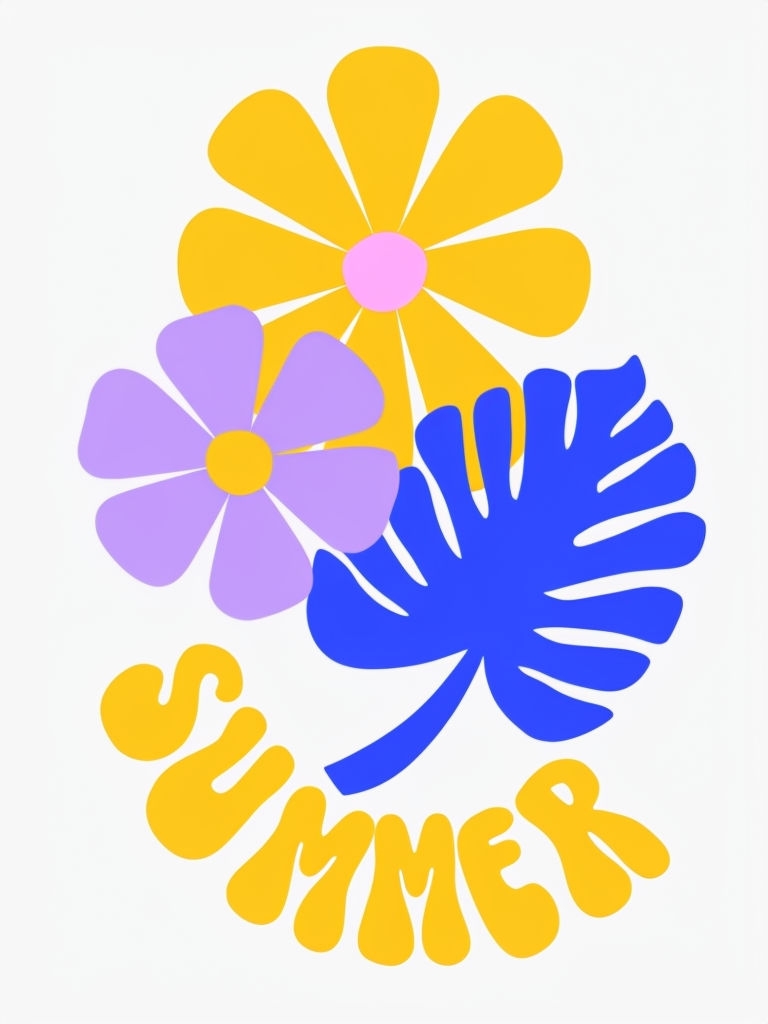 Vibrant Summer Floral Graphic Design T-Shirt