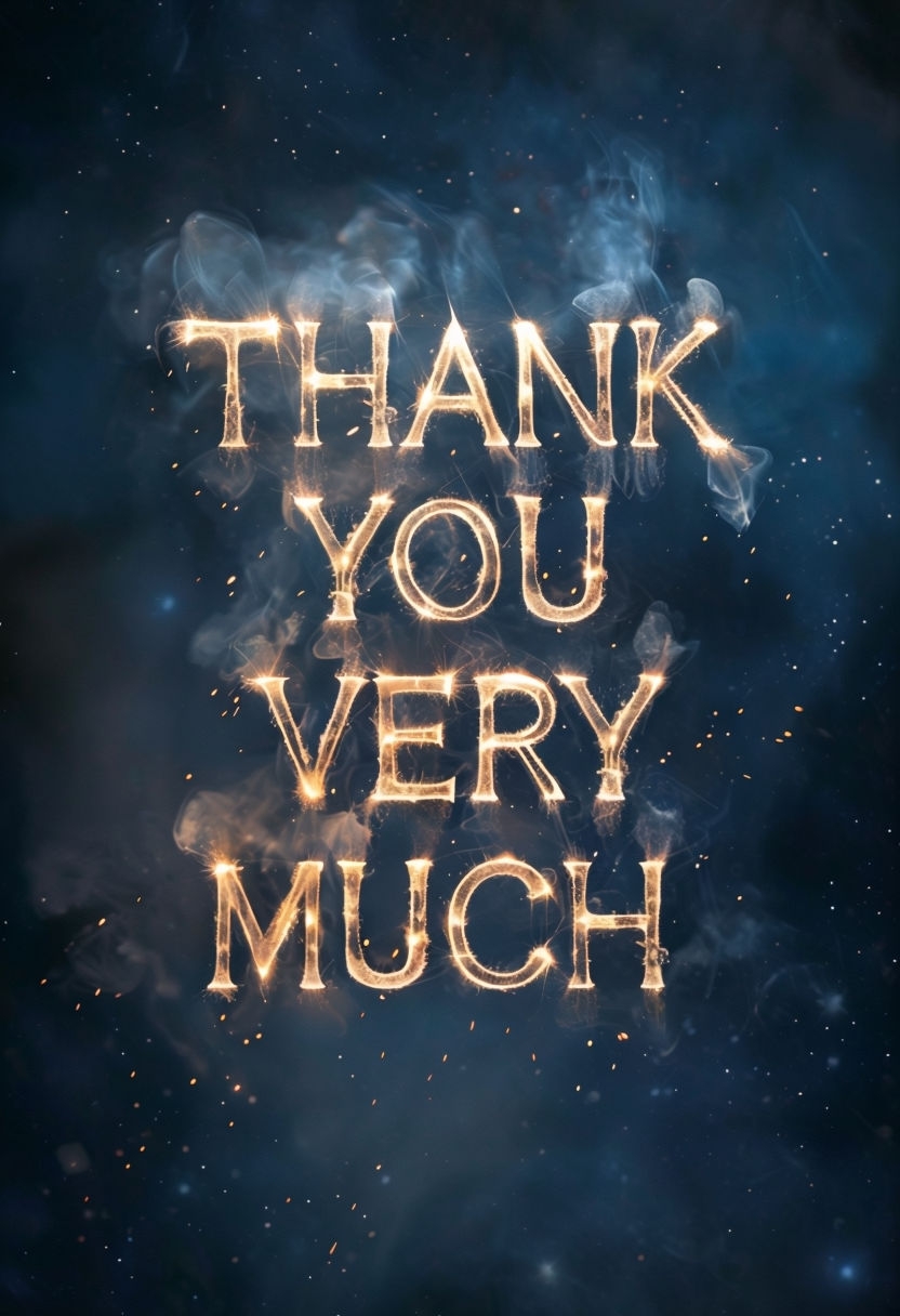 Thank You Very Much Glowing Text Digital Art Poster